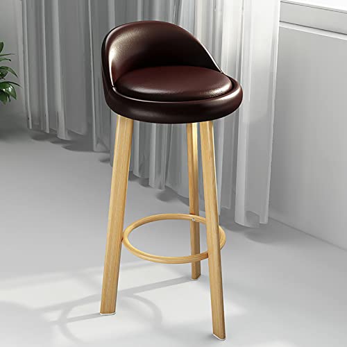 Moderner, ergonomischer Barhocker, 61 cm, hochstilvoller Küchenstuhl aus Holz, mit Fußstütze und Rückenlehne, perfekt für Esszimmer, Café und Pub, 60 cm, Farbe: Schwarz von Generisch
