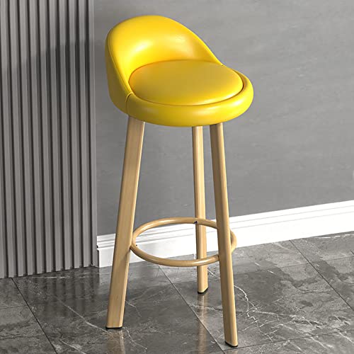 Moderner, ergonomischer Barhocker: Stilvoller, hoher Esszimmerstuhl mit bequemer Rückenlehne, Fußstütze, Kunstleder, für Küche, Café, Pub, 61 cm, Orange von Generisch