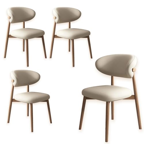 Moderner, ergonomischer Esszimmerstuhl, Set mit 2, 4 oder 6 Stück, bequeme weiche Polsterung, stilvolle Holzbeine, perfekt für Küche, Esszimmer oder Restaurant, Khaki & helles Walnussholz-Finish von Generisch