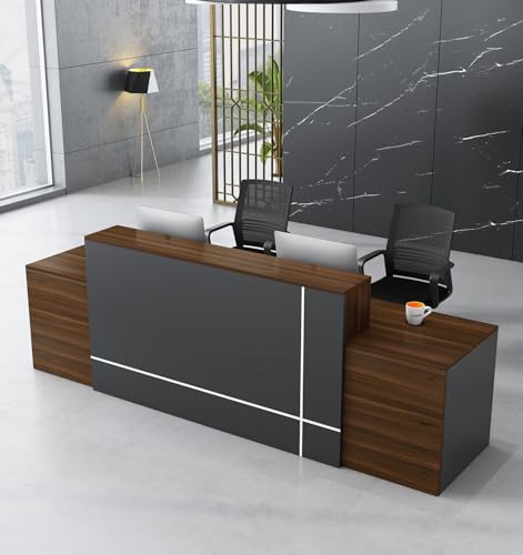 Moderner, minimalistischer Empfangstisch – Premium-Holz-Fronttheke für Büros, stilvoller multifunktionaler Empfangstisch für Kassierer und Empfangsbereiche (Stühle nicht im Lieferumfang enthalten) von Generisch