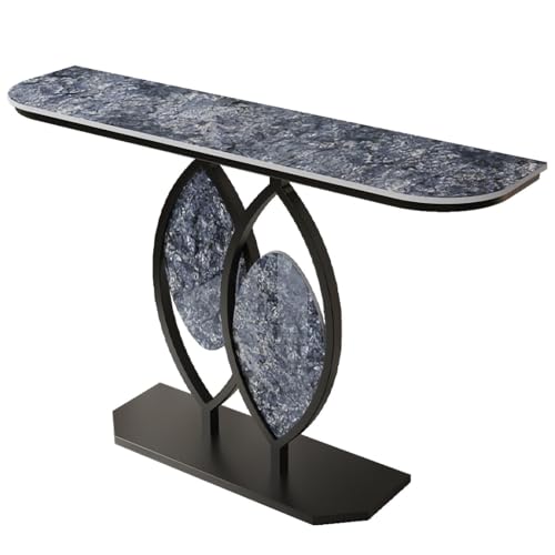 Moderner, minimalistischer Konsolentisch, Steinplatte mit Marmormuster und blattförmigem Eingangstisch mit Metallrahmen, ideal für die Dekoration von Eingangsbereichen und Fluren(Black D,80cm/31.5in) Moderner, minimalistischer Konsolentisch, Steinplatte mit Marmormuster und blattförmigem Eingangstisch mit Metallrahmen, ideal für die Dekoration von Eingangsbereichen und Fluren(Black D,80cm/31.5in) von Generisch