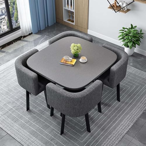 Moderner, runder quadratischer Esstisch-Set mit 4 Stühlen, stilvolles Konferenz-Esszimmer-Möbel, 90 cm, perfekt für Zuhause und Büro Moderner, runder quadratischer Esstisch-Set mit 4 Stühlen, stilvolles Konferenz-Esszimmer-Möbel, 90 cm, perfekt für Zuhause und Büro von Generisch