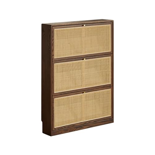 Moderner, schlanker Rattan-Schuhschrank, stilvoller, schmaler Eingangsbereich, platzsparend, freistehender Kleiderschrank mit versteckten Lösungen für Flur und aufgeräumtes Leben. von Generisch