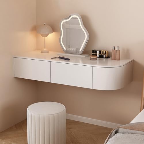 Moderner, schwebender Schminktisch – Wandmontierter Schminktisch mit Schublade, stilvolles Eckdesign für Schlafzimmer und Badezimmer, elegantes Finish für ultimative Nization von Generisch