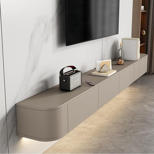 Moderner, schwebender TV-Schrank, mit Türschubladen, moderner Wohn- und Schlafzimmer-Stauraum, viel Platz zum Organisieren des Unterhaltungsbereichs Moderner, schwebender TV-Schrank, mit Türschubladen, moderner Wohn- und Schlafzimmer-Stauraum, viel Platz zum Organisieren des Unterhaltungsbereichs von Generisch