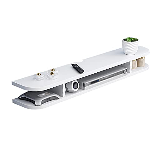 Moderner, schwebender TV-Ständer, 2-lagig, Holz, Medienkonsole mit Drahtloch, platzsparendes Design für Zuhause, Büro und Hotels, Weiß, 60 cm Moderner, schwebender TV-Ständer, 2-lagig, Holz, Medienkonsole mit Drahtloch, platzsparendes Design für Zuhause, Büro und Hotels, Weiß, 60 cm von Generisch