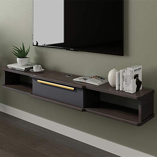 Moderner, schwebender TV-Ständer – Wandmontiertes Multimedia-Konsolenregal mit Router und Set-Top-Box – stilvolles graues 120 cm Bücherregal und TV-Regal für Wohnzimmer von Generisch