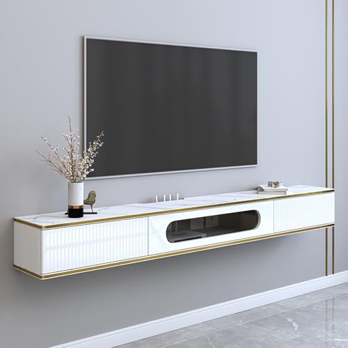 Moderner, schwebender TV-Ständer – Wandmontiertes Unterhaltungszentrum mit Schubladen, Audio-/Video-Regal, Flip-Tür-Design, stilvolle graue TV-Konsole für Wohnzimmer, 199,9 x 23,9 x 20,1 cm Moderner, schwebender TV-Ständer – Wandmontiertes Unterhaltungszentrum mit Schubladen, Audio-/Video-Regal, Flip-Tür-Design, stilvolle graue TV-Konsole für Wohnzimmer, 199,9 x 23,9 x 20,1 cm von Generisch