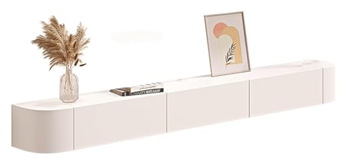 Moderner, schwebender TV-Ständer mit Schublade, ausgehöhltes Design für einfache Verkabelung, kompatibel mit allen TV-Größen, stilvolles graues Finish (140 x 20 x 24 cm) von Generisch