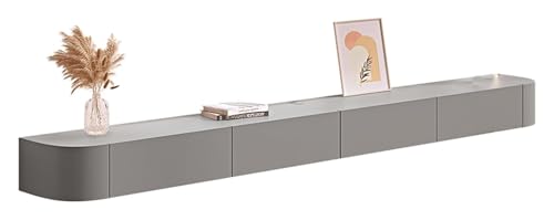 Moderner, schwebender TV-Ständer mit Schublade, ausgehöhltes Design für einfaches Kabelmanagement, passend für verschiedene TV-Größen, stilvolles graues Finish (2200 x 200 x 240 mm) von Generisch