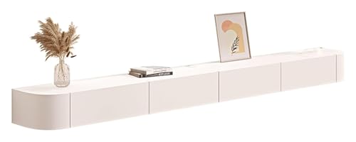 Moderner, schwebender TV-Ständer mit Schublade, hohles Design für einfache Verkabelung, passend für die meisten TV-Größen, stilvolles weißes Finish (240 x 20 x 24 cm), platzsparendes von Generisch
