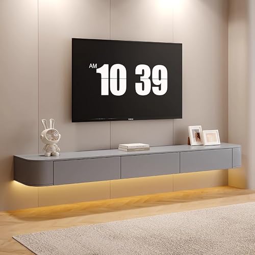 Moderner, schwimmender TV-Ständer, 140 cm, Wandschrank, stilvolle TV-Medienkonsole mit Aufbewahrungstüren, ideal für Wohnzimmer, platzsparendes Design (grau) von Generisch