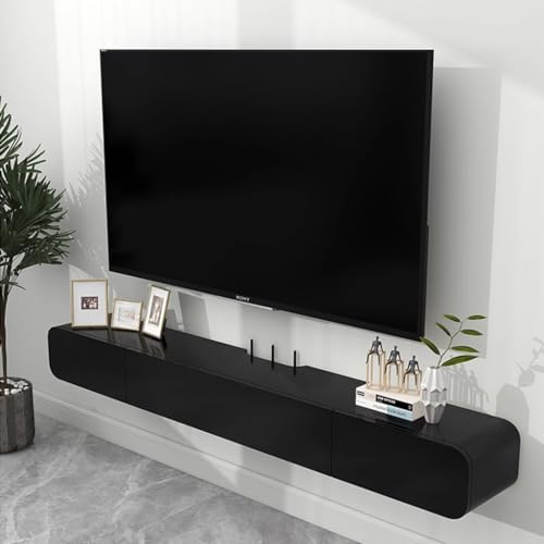 Moderner, wandmontierter, schwebender TV-Ständer – 160 cm schwarzer Aufbewahrungsschrank – stilvolle TV-Einheit für Wohnzimmer mit reichlich Stauraum – moderne TV-Bank für platzsparende Lösungen Moderner, wandmontierter, schwebender TV-Ständer – 160 cm schwarzer Aufbewahrungsschrank – stilvolle TV-Einheit für Wohnzimmer mit reichlich Stauraum – moderne TV-Bank für platzsparende Lösungen von Generisch