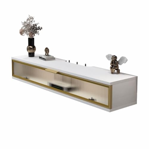 Moderner, wandmontierter, schwebender TV-Ständer mit Regal und Aufbewahrungsbox, ideal für Zuhause oder Büro, Medienkonsole für TV, WLAN-Router und Steckdose, platzsparendes Entertainment-Center. Moderner, wandmontierter, schwebender TV-Ständer mit Regal und Aufbewahrungsbox, ideal für Zuhause oder Büro, Medienkonsole für TV, WLAN-Router und Steckdose, platzsparendes Entertainment-Center. von Generisch