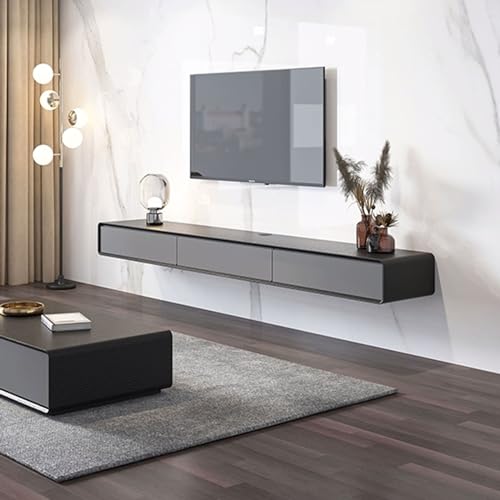 Moderner, wandmontierter TV-Schrank, schwimmende Unterhaltungseinheit mit 3 herunterklappbaren Türen, stilvolle Aufbewahrungs-Medienkonsole für Wohnzimmer, platzsparende schwebende Regale, kleiner Moderner, wandmontierter TV-Schrank, schwimmende Unterhaltungseinheit mit 3 herunterklappbaren Türen, stilvolle Aufbewahrungs-Medienkonsole für Wohnzimmer, platzsparende schwebende Regale, kleiner von Generisch