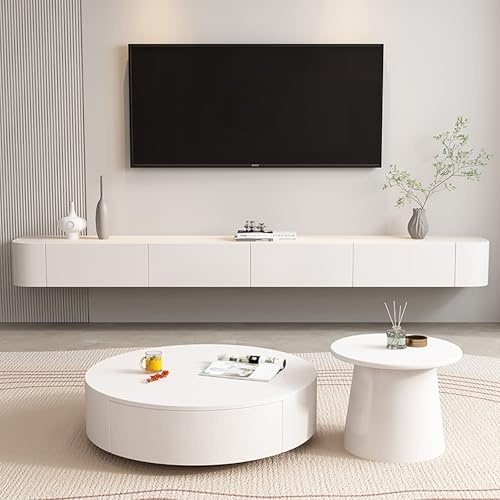 Moderner, weißer schwebender TV-Ständer – Wandmontierte Medienkonsole mit geräumigem Stauraum und Türen – schlankes Entertainment-Center für Fernseher bis zu 87 Zoll – stilvolles Massivholz-Design Moderner, weißer schwebender TV-Ständer – Wandmontierte Medienkonsole mit geräumigem Stauraum und Türen – schlankes Entertainment-Center für Fernseher bis zu 87 Zoll – stilvolles Massivholz-Design von Generisch