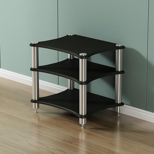 Moderner 2/3/4-stöckiger AV-Media-Ständer aus Holz für Stereo- und CD-Player, Eckregal, Schrank, stilvolle HiFi-Möbel in Schwarz, perfekt für Home Entertainment Moderner 2/3/4-stöckiger AV-Media-Ständer aus Holz für Stereo- und CD-Player, Eckregal, Schrank, stilvolle HiFi-Möbel in Schwarz, perfekt für Home Entertainment von Generisch