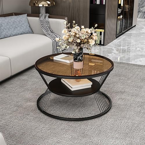 Moderner 2-stöckiger runder Couchtisch mit Hochglanz-Finish und Rockboard-Desktop, inklusive Ablagefach für Wohnzimmer und Empfangsbereiche Moderner 2-stöckiger runder Couchtisch mit Hochglanz-Finish und Rockboard-Desktop, inklusive Ablagefach für Wohnzimmer und Empfangsbereiche von Generisch
