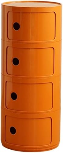 - Moderner 3-stöckiger runder Nachttisch mit Schubladen, stilvoller Beistelltisch mit Schiebetür, Stauraum mit mehreren Fächern, umweltfreundliches Design (Orange) von Generisch