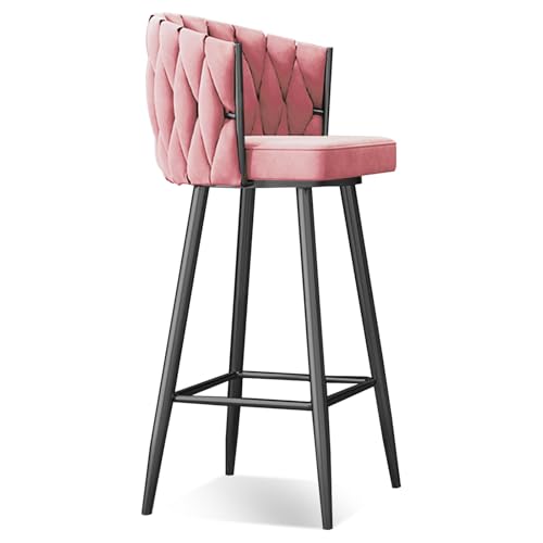 Moderner 360° drehbarer Barhocker, gepolsterter Küchenstuhl mit Stahlbeinen und Fußstütze, verstellbare Sitzhöhe von 65 cm / 74,9 cm, erhältlich in Pink und Schwarz, 1/2/3/4 Stück von Generisch