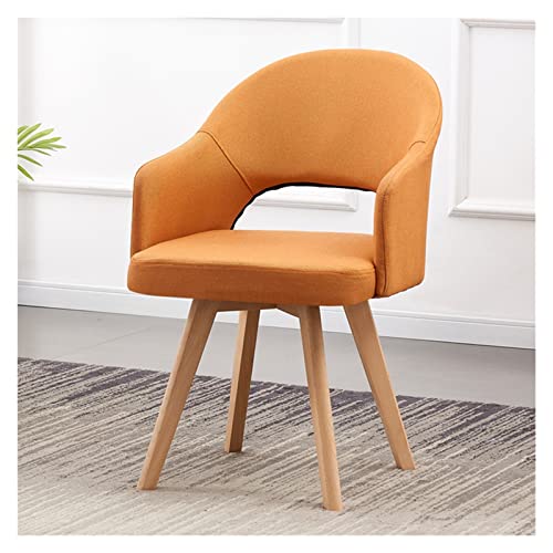 Moderner 360° drehbarer Esszimmerstuhl mit gepolstertem Wannen-Design und massiven Holzbeinen, Orange von Generisch