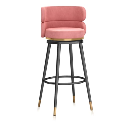 Moderner 360° drehbarer Thekenhocker – gepolsterter Esszimmerstuhl mit Metallbeinen, erhältlich in Pink und Schwarz, perfekt für Kücheninsel, 1/2/3/4, 75 cm Höhe von Generisch