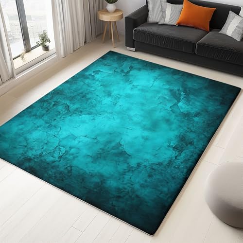 Moderner 3D-Druck Teppich Blaugrüne Abstrakte Textur 140x200cm Weich Kurzflor Wohnzimmer Großer Teppich für Schlafzimmer Esszimmer Küchen, Waschbar rutschfest Design von Generisch