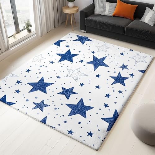 Moderner 3D-Druck Teppich Marineblaue Sterne 80x150cm Weich Kurzflor Wohnzimmer Großer Teppich für Schlafzimmer Esszimmer Küchen, Waschbar rutschfest Design Moderner 3D-Druck Teppich Marineblaue Sterne 80x150cm Weich Kurzflor Wohnzimmer Großer Teppich für Schlafzimmer Esszimmer Küchen, Waschbar rutschfest Design von Generisch