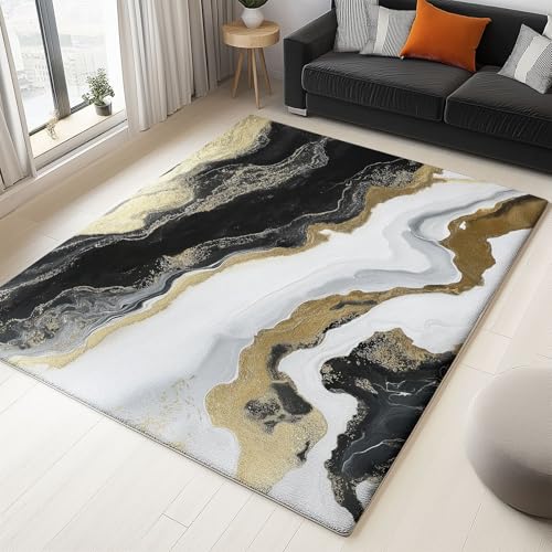 Moderner 3D-Druck Teppich Marmorfarbe Textur 140x200cm Weich Kurzflor Wohnzimmer Großer Teppich für Schlafzimmer Esszimmer Küchen, Waschbar rutschfest Design von Generisch