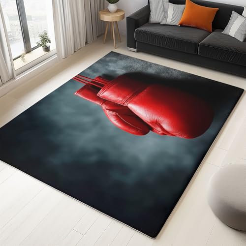 Moderner 3D-Druck Teppich Rote Boxhandschuhe 180x240cm Weich Kurzflor Wohnzimmer Großer Teppich für Schlafzimmer Esszimmer Küchen, Waschbar rutschfest Design von Generisch