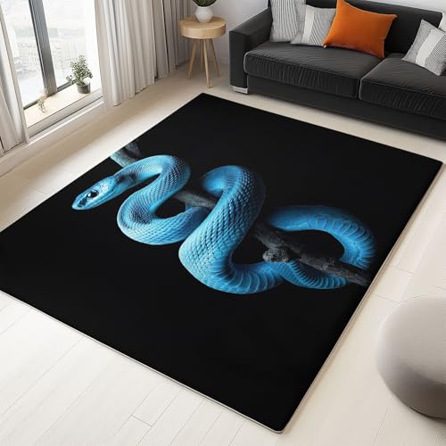 Moderner 3D-Druck Teppich Schwarze Grüne Schlange 180x240cm Weich Kurzflor Wohnzimmer Großer Teppich für Schlafzimmer Esszimmer Küchen, Waschbar rutschfest Design von Generisch
