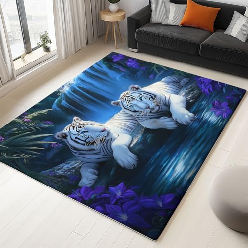 Moderner 3D-Druck Teppich Tier Tiger Blume 140x200cm Weich Kurzflor Wohnzimmer Großer Teppich für Schlafzimmer Esszimmer Küchen, Waschbar rutschfest Design Moderner 3D-Druck Teppich Tier Tiger Blume 140x200cm Weich Kurzflor Wohnzimmer Großer Teppich für Schlafzimmer Esszimmer Küchen, Waschbar rutschfest Design von Generisch