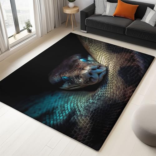 Moderner 3D-Druck Teppich Tierpython 160x230cm Weich Kurzflor Wohnzimmer Großer Teppich für Schlafzimmer Esszimmer Küchen, Waschbar rutschfest Design von Generisch