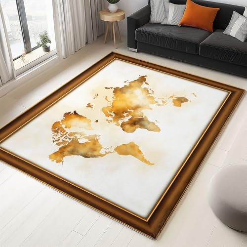 Moderner 3D-Druck Teppich Vintage Karte 80x150cm Weich Kurzflor Wohnzimmer Großer Teppich für Schlafzimmer Esszimmer Küchen, Waschbar rutschfest Design von Generisch