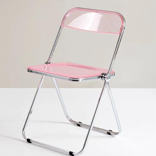 Moderner Acryl-Klappstuhl – luxuriöser transparenter stapelbarer Sitz – Chromrahmen Akzentstuhl für Wohnzimmer – Rosa Kristall Innenmöbel Moderner Acryl-Klappstuhl – luxuriöser transparenter stapelbarer Sitz – Chromrahmen Akzentstuhl für Wohnzimmer – Rosa Kristall Innenmöbel von Generisch