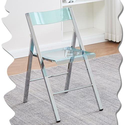 Moderner Acryl-Klappstuhl – stapelbarer transparenter Esszimmerstuhl mit Metallrahmen & Kunststoffplatte ohne Armlehne für Zuhause & Wohnzimmer (Grün) von Generisch