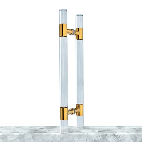 Moderner Acryl-Scheunentürgriff für französische Türen, doppelseitig, H-Form, Duschschaukel, Glastürgriff mit Schrauben, 615 cm von Generisch