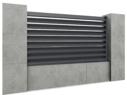 Moderner Aluminium Gartenzaun; 120/150/170 x 200 cm; Anthrazit RAL 7016, Lamellenzaun mit 20x120 mm Jalousien, Sichtschutz, Windschutz, Komplettset, einfache Montage (Anthrazit RAL 7016, 1500 mm) von Generisch
