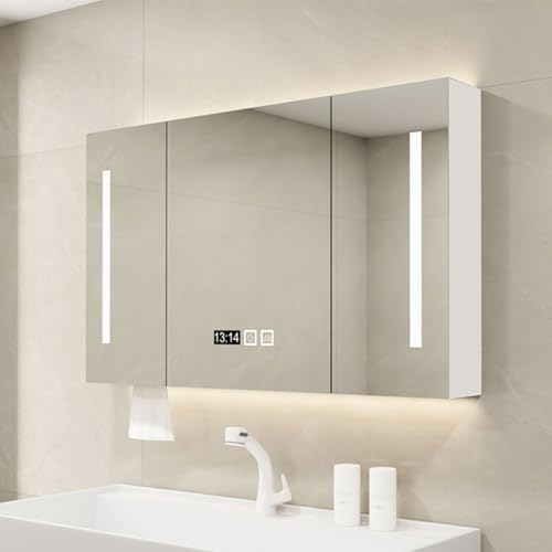 Moderner Badezimmer-Medizinschrank mit HD-Anti-Beschlag-Spiegel, LED-Beleuchtung, intelligenter Organizer, Uhr- und Temperaturanzeige, Touch-Steuerung, stilvolle Aufbewahrungslösung Moderner Badezimmer-Medizinschrank mit HD-Anti-Beschlag-Spiegel, LED-Beleuchtung, intelligenter Organizer, Uhr- und Temperaturanzeige, Touch-Steuerung, stilvolle Aufbewahrungslösung von Generisch