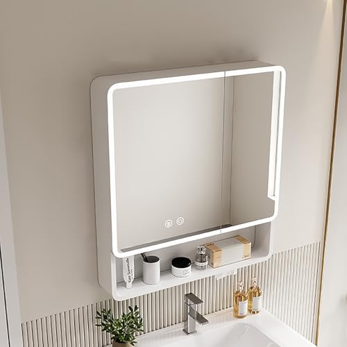 Moderner Badezimmer-Spiegelschrank mit LED-Lichtern und Anti-Beschlag-Funktion, Wandmontiertes Regal für organisierten Raum Moderner Badezimmer-Spiegelschrank mit LED-Lichtern und Anti-Beschlag-Funktion, Wandmontiertes Regal für organisierten Raum von Generisch