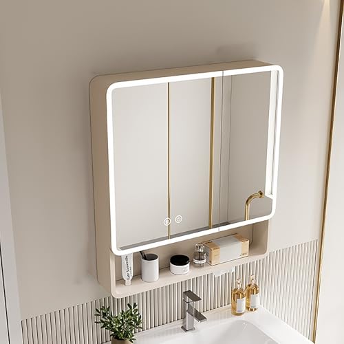 Moderner Badezimmer-Spiegelschrank mit LED-Lichtern und Anti-Beschlag-Funktion, Wandmontiertes Regal für organisierten Raum Moderner Badezimmer-Spiegelschrank mit LED-Lichtern und Anti-Beschlag-Funktion, Wandmontiertes Regal für organisierten Raum von Generisch