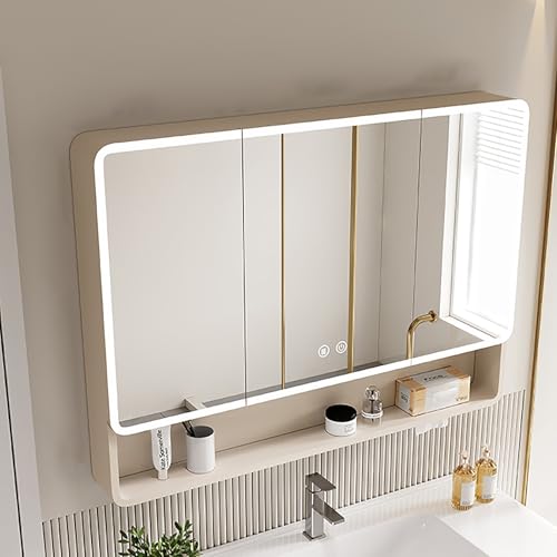 Moderner Badezimmer-Spiegelschrank mit LED-Lichtern und Anti-Beschlag-Funktion, Wandmontiertes Regal für organisierten Raum Moderner Badezimmer-Spiegelschrank mit LED-Lichtern und Anti-Beschlag-Funktion, Wandmontiertes Regal für organisierten Raum von Generisch