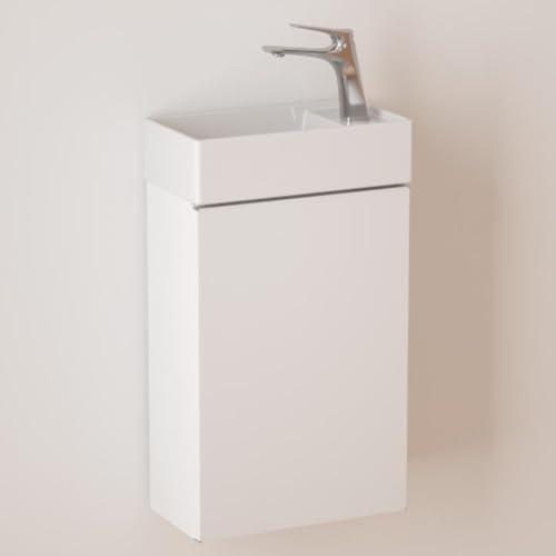 Moderner Badezimmer-Waschtisch mit sanft schließender Tür und Waschbecken, perfekte Größe für Garderobe, stilvolles und platzsparendes Design, ideal für kleine Badezimmer. Moderner Badezimmer-Waschtisch mit sanft schließender Tür und Waschbecken, perfekte Größe für Garderobe, stilvolles und platzsparendes Design, ideal für kleine Badezimmer. von Generisch