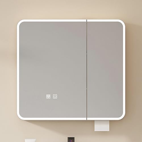 Moderner Badezimmerschrank zur Wandmontage, Badezimmer-Medizinschrank mit Spiegelleuchte, Waschtisch, Badezimmer-Medizinschrank mit Spiegel und LED-Lichtern, Farbanpassung und Anti-Beschlag (60 x 70 Moderner Badezimmerschrank zur Wandmontage, Badezimmer-Medizinschrank mit Spiegelleuchte, Waschtisch, Badezimmer-Medizinschrank mit Spiegel und LED-Lichtern, Farbanpassung und Anti-Beschlag (60 x 70 von Generisch