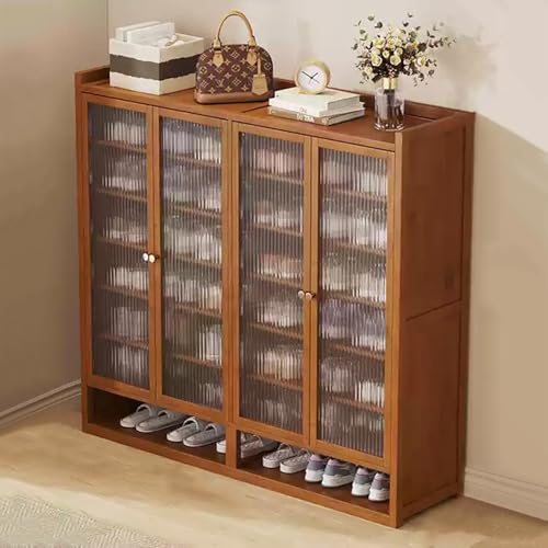 Moderner Bambus-Schuhschrank mit 8 Etagen und 4 Türen, stilvolles Schuhregal aus Holz für Eingangsbereich und Wohnzimmer, platzsparendes Design, Braun Moderner Bambus-Schuhschrank mit 8 Etagen und 4 Türen, stilvolles Schuhregal aus Holz für Eingangsbereich und Wohnzimmer, platzsparendes Design, Braun von Generisch