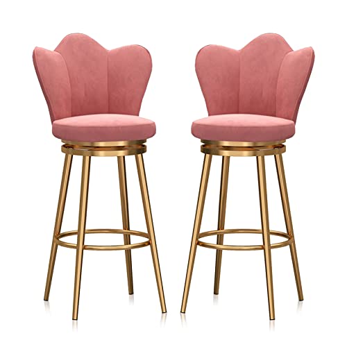Moderner Barhocker Samt 2er Set mit 360° drehbaren Metallbeinen und Thekenhöhe Pink C Moderner Barhocker Samt 2er Set mit 360° drehbaren Metallbeinen und Thekenhöhe Pink C von Generisch