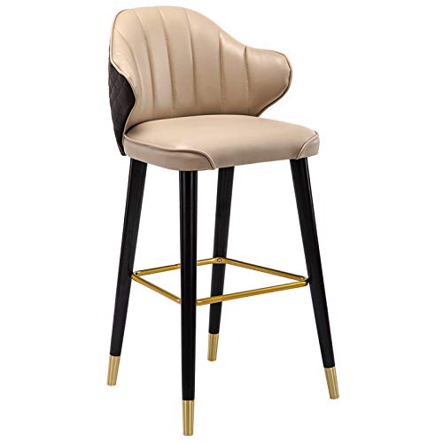 Moderner Barhocker aus Kunstleder mit Metallbeinen, stilvolle Hochstühle für Küche, Theke oder Bar, Beige, 75 cm Sitzhöhe von Generisch