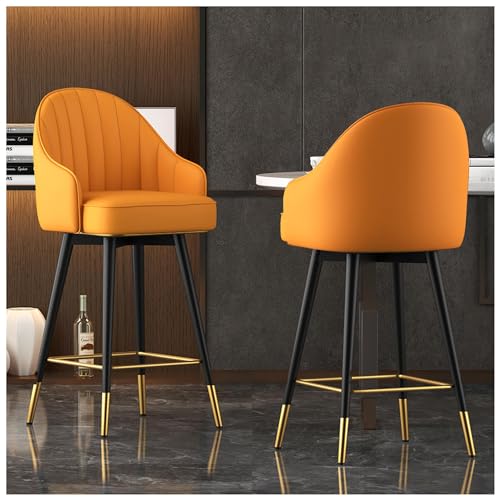 Moderner Barhocker aus Leder mit Rückenlehne und Fußstütze, perfekt für Küche, Insel, Esszimmer, Café Bar und Frühstücksbarhocker von Generisch