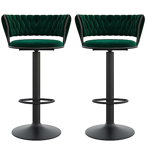 Moderner Barhocker aus Samt, 2er Set, drehbar, Barhocker mit verstellbarer Rückenlehne und Metallbeinen, stilvolle grüne Stühle für Küche oder Frühstückstheke Moderner Barhocker aus Samt, 2er Set, drehbar, Barhocker mit verstellbarer Rückenlehne und Metallbeinen, stilvolle grüne Stühle für Küche oder Frühstückstheke von Generisch
