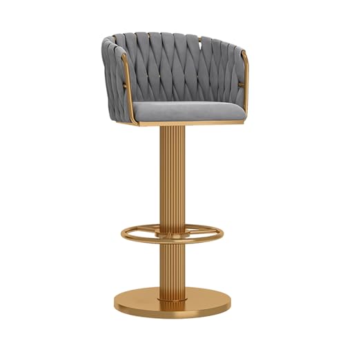 Moderner Barhocker aus goldfarbenem Samt, verstellbare Thekenhöhe, Drehstuhl mit Rückenlehne, stilvolles gewebtes Design für Zuhause, Küche, Insel, Pub, 1 Stück von Generisch